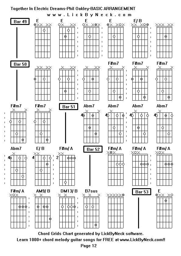 Chord Grids Chart of chord melody fingerstyle guitar song-Together In Electric Dreams-Phil Oakley-BASIC ARRANGEMENT,generated by LickByNeck software.